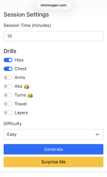 ShimmyGen drill preview